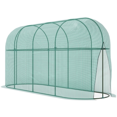 Outsunny Vogelbeschermingsnet, metalen frame, ritssluitingdeur, eenvoudig opzetten en afbreken, 3 x 1 x 1,5 m, groen