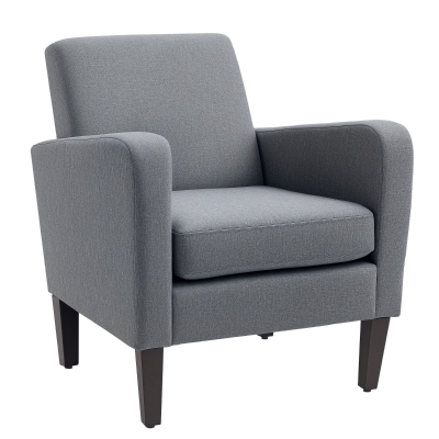 HOMCOM Modern Accent Chair Rubber Wood Legs Grey