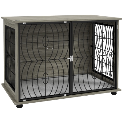 PawHut Dog Crate End Table Lockable Door Large Dogs