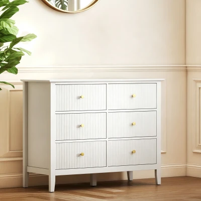 HOMCOM Commode Moderne 6 Tiroirs Blanc 100x40x78cm