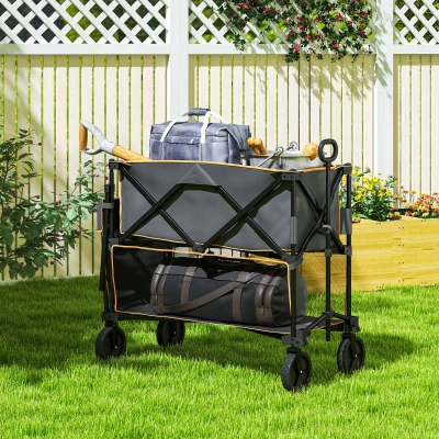 Outsunny Folding Trolley Cart 200KG 350L Grey