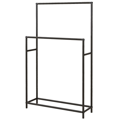 HOMCOM Handdoekstandaard, vrijstaand, 2 stangen, roestvrij, 66x20x110cm, Zwart