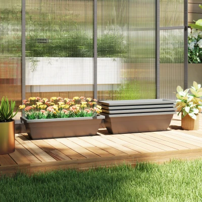 Outsunny 5-delige Set Bloempotten, Plantenbakken van Kunststof voor Terras, Tuin, Balkon, 59 x 21 x 16 cm, Grijs