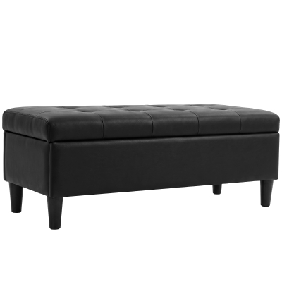 HOMCOM Panca Contenitore Imbottita 136L in Finta Pelle, Nero