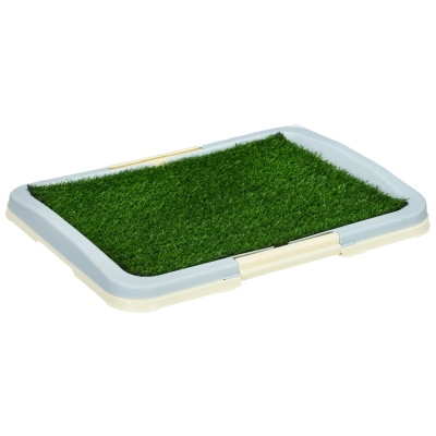 PawHut Honden Toilet Puppy Toilet Hondenbak, 2 Lagen, Kunstgras, Herbruikbaar, 63 x 485 x 6 cm, Groen + Wit
