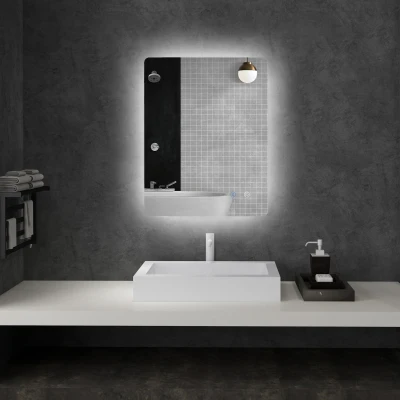 kleankin Miroir Salle Bain LED 80x60cm Blanc