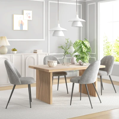 HOMCOM Pack de 4 Sillas de Comedor Modernas Sillas de Cocina Tapizada en Terciopelo con Respaldo Alto 50x56x83 cm Gris