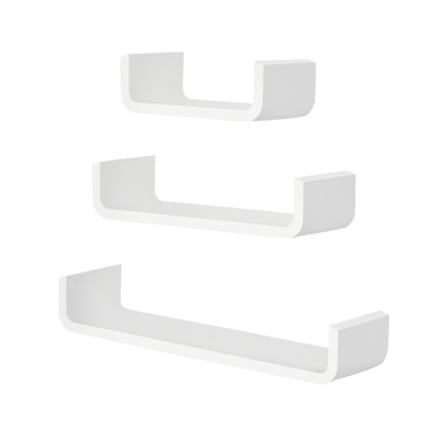 HOMCOM Set of 3 Floating Wall Shelves Invisible Mounting White