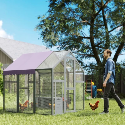 PawHut Kippenren, kippenhok met waterdicht dak, 2 nestkasten, 2 zitstokken, voor 6-8 kippen, ca. 1,7 x 1,8 x 1,8 m