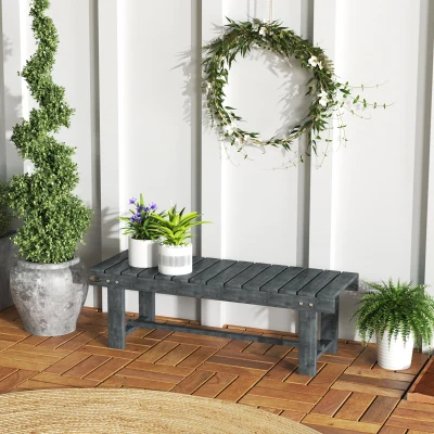 Outsunny 2-Seater Wooden Garden Bench Grey