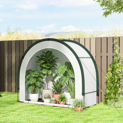 Outsunny Portable Mini Greenhouse with Zipper Door, Green