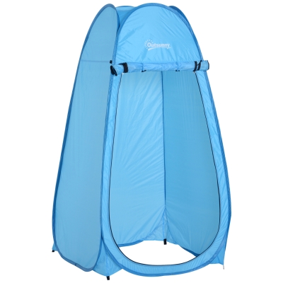 Outsunny Tienda de Ducha Pop Up con Protección UV Techo Impermeable y Asa para Camping Playa 100x100x185 cm Azul