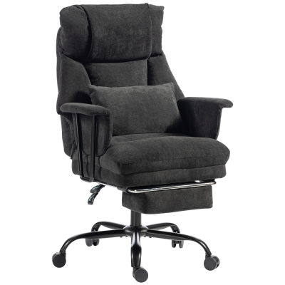 HOMCOM Heavy Duty Office Chair Linen Lumbar Support Black