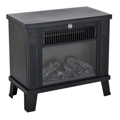 HOMCOM Elektrische kachel 1200 W elektrische staande kachel met vlameffect zwart