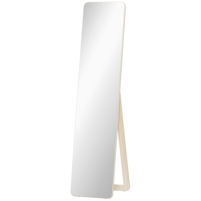 HOMCOM Oglindă de Podea și de Perete cu Cadru din Lemn și Suport Pliabil, 37 x 43 x 156 cm, Culoare Lemn