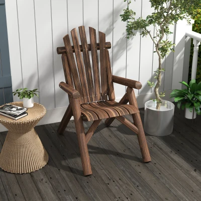 Outsunny Tuinstoel, Outdoor Hoge Rugleuning, tot 113 kg, weerbestendig, Grenenhout, Bruin