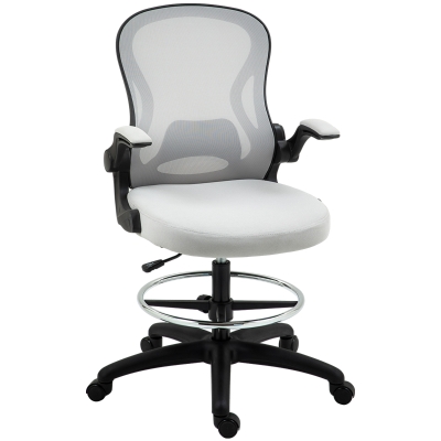 Vinsetto Cadeira de Escritório com Suporte Lombar Apoio para os Braços Dobrável e Altura Ajustável 59x65x102-122 cm Cinza
