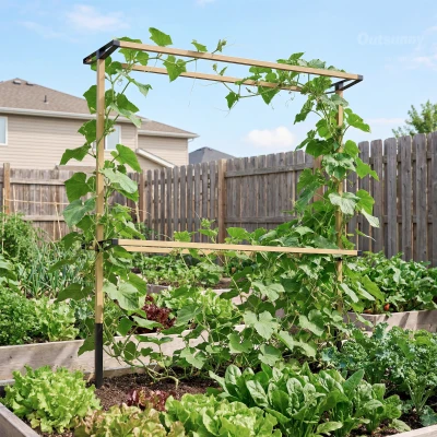 Outsunny Flexibel metalen tuinrankrek voor bessen: frambozen, bramen & blauwe bessen – uitbreidbaar rek