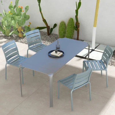 Outsunny Chaises Jardin Empilables Gris 42x54x78cm x4
