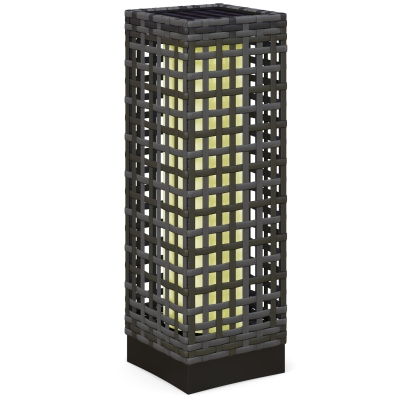 Outsunny Buitenlamp met zonnepaneel, automatische inschakeling, 8 uur bedrijfstijd, rotanlook, staal, 15,5 x 15,5 x 46 cm, Grijs