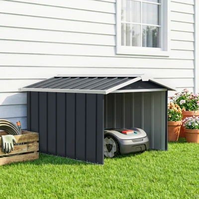 Outsunny Metalen schuur voor robotmaaier, roestvrij, 86 x 100 x 63 cm, Donkergrijs