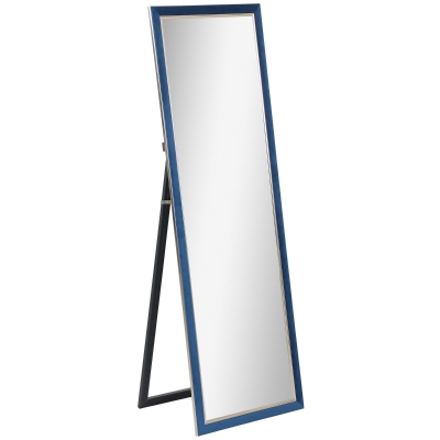 HOMCOM Espejo de Cuerpo Entero 150x50 cm con Marco en Terciopelo y Soporte para Salón Dormitorio Azul