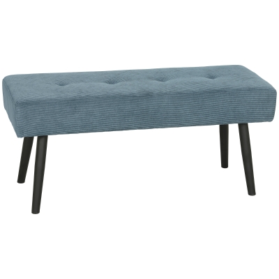 HOMCOM Modern Tufted Corduroy Bench Padded Steel Legs Blue
