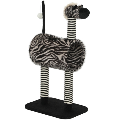 PawHut kattenboom, kattenboom in zebradesign, klimboom met kattentunnel, kattenkrabpaal met jutepaal, speelboom, kattenmeubilair, zwart+wit, 93 cm