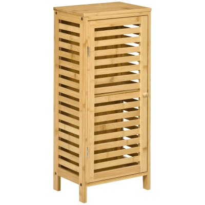 kleankin Badkamerkast met lamellendeur, verstelbare legplank, natuurlijk bamboe, 30x19,9x70 cm