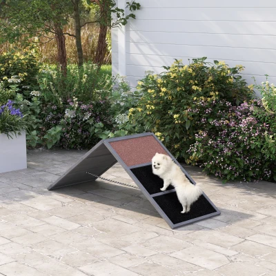 PawHut Hondensport-ramp, hondensporttoestel, A-vormig frame, antislip oppervlakte, 173 x 59 x 66 cm, grijs