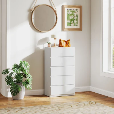 HOMCOM Ladekast Sideboard met 5 Laden, 55 cm x 34 cm x 100 cm, Wit