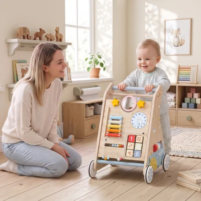 AIYAPLAY Wooden Baby Walker Detachable Activity Board 1-3 Years