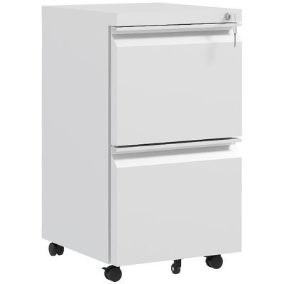 Vinsetto Mobile Filing Cabinet Steel Lockable White