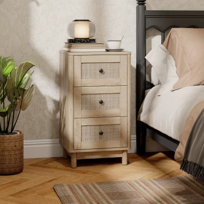 HOMCOM 3-Drawer Chest Oak 40cm