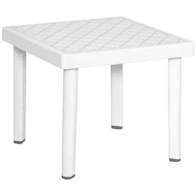 Outsunny Outdoor Square Coffee Table Plastic White