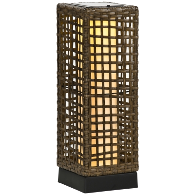 Outsunny Lampada Solare da Giardino 15.5x15.5x46cm Nero e Marrone