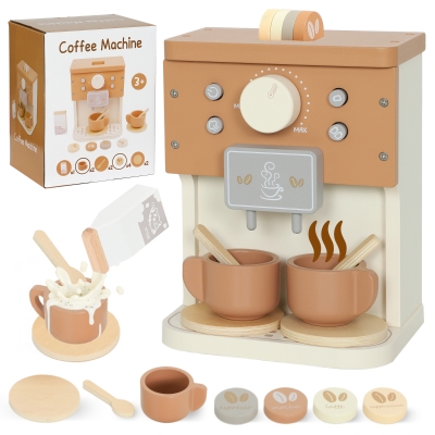 AIYAPLAY Kids Wooden Coffee Machine Toy Kitchen Accessory