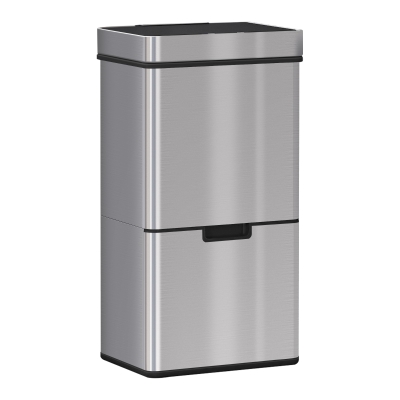 HOMCOM Papelera de Cocina 72L con Sensor Detector de Movimiento Apertura Automático y 3 Compartimentos 42x30x81 cm Gris