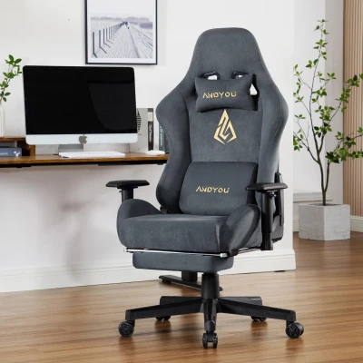 Chaise gaming avec repose-pieds, Gris