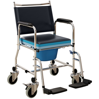 Shower Chair with Wheels 57W x 78D x 94Hcm Black