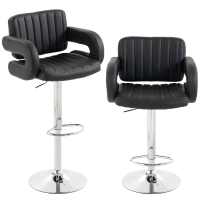 HOMCOM Bar Stools Swivel PU Leather Set of 2 Black