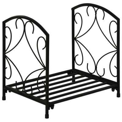 Outsunny Range-Bûches Métal Noir Int/Ext 39,5x31,5x39,5cm