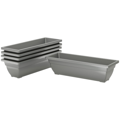 Outsunny 5-delige Set Bloempotten, Plantenbakken van Kunststof voor Terras, Tuin, Balkon, 59 x 21 x 16 cm, Grijs