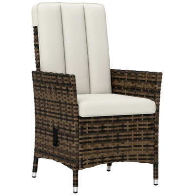Outsunny Rattan Recliner Chair Adjustable Outdoor Cream White
