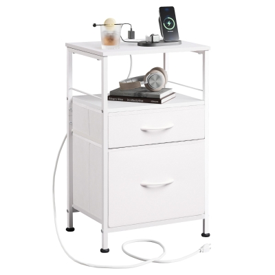 Table de chevet avec fonction de charge, Blanc