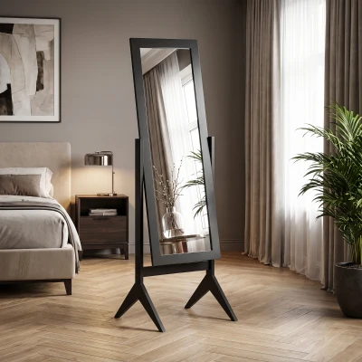 HOMCOM Full-Length Dressing Mirror Adjustable Freestanding 148x47cm Black