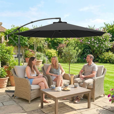 Outsunny Cantilever Parasol with Base Black 3m