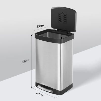 55L Poubelle à pédale, argent