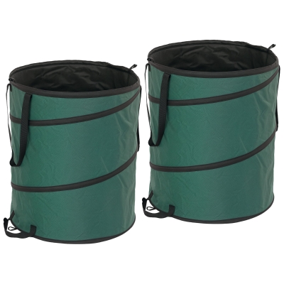 Outsunny 2x160L Waterdichte Tuinafvalzak met Draaglussen, Stabiel en Robuust, Groen