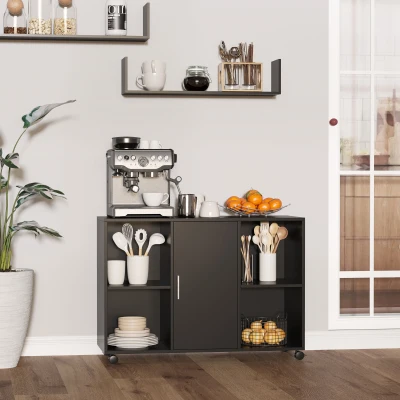 HOMCOM Support Imprimante Bois Noir 100x40x71cm Roulant